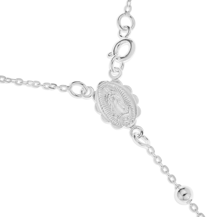 925 Sterling Silver ROSARY Beaded Necklace with Cross Pendant - Perfect for Communion, Confirmation, and Religious Ceremonies