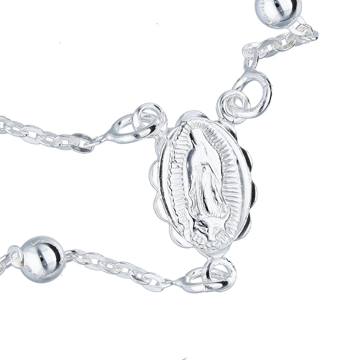 925 Sterling Silver ROSARY Beaded Necklace with Cross Pendant - Perfect for Communion, Confirmation, and Religious Ceremonies