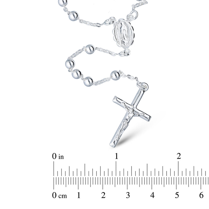 925 Sterling Silver ROSARY Beaded Necklace with Cross Pendant - Perfect for Communion, Confirmation, and Religious Ceremonies