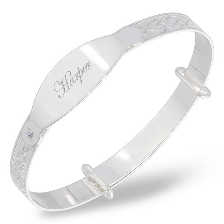 Children's Customised ID Diamond Bangle in Silver (0–5+ years)