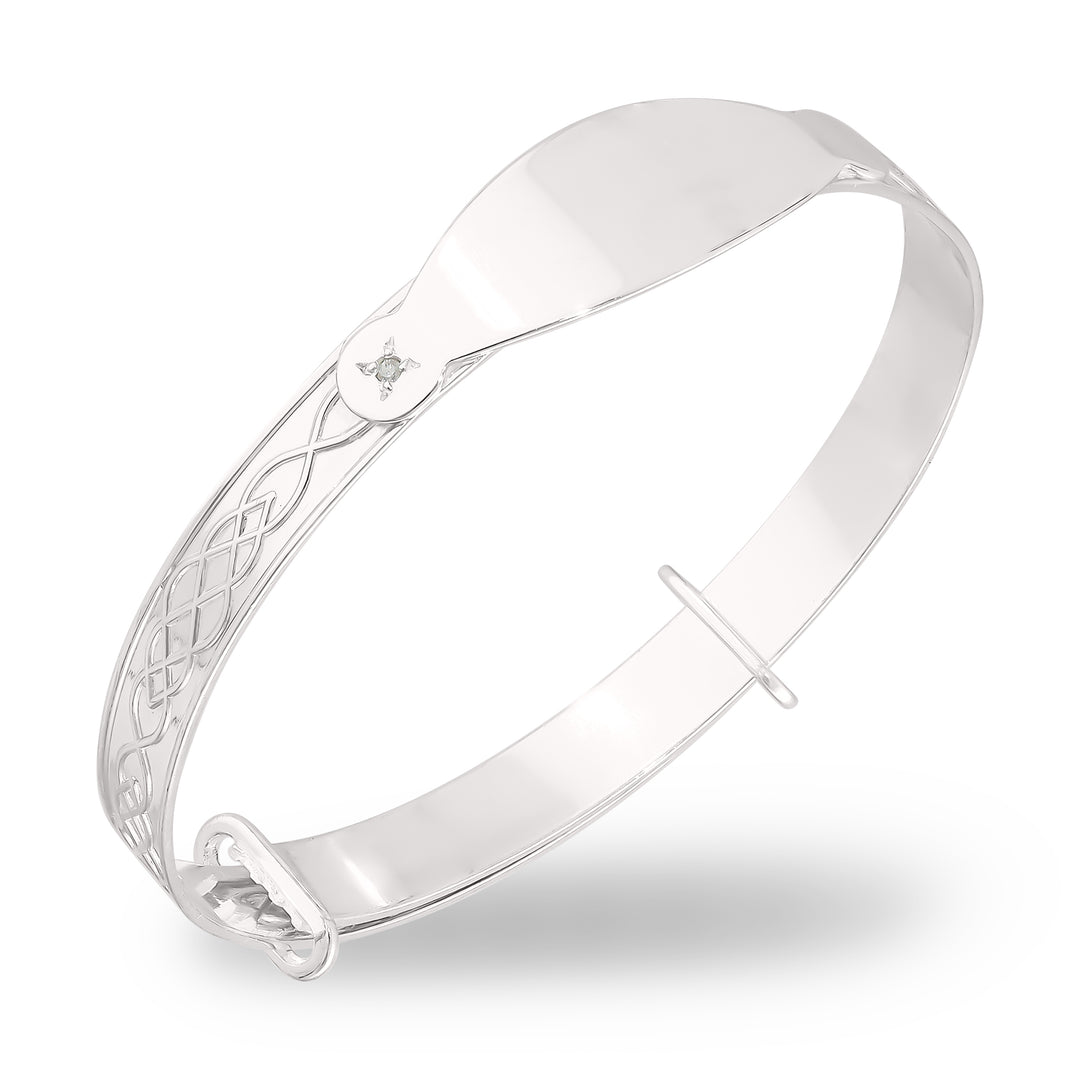 Children's Customised ID Diamond Bangle in Silver (0–5+ years)