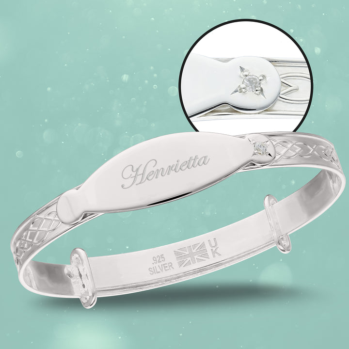 Children's Customised ID Diamond Bangle in Silver (0–5+ years)