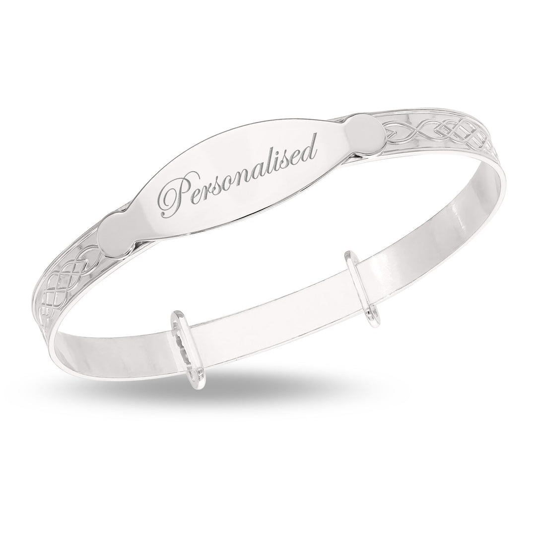 Children’s Personalised Silver Celtic Baby Bangle (0-1 years)