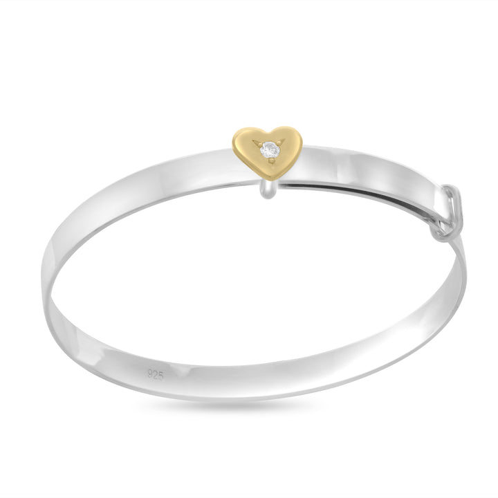 Children's Customised Rose and Yellow Gold Heart Bangle (0-3 years)