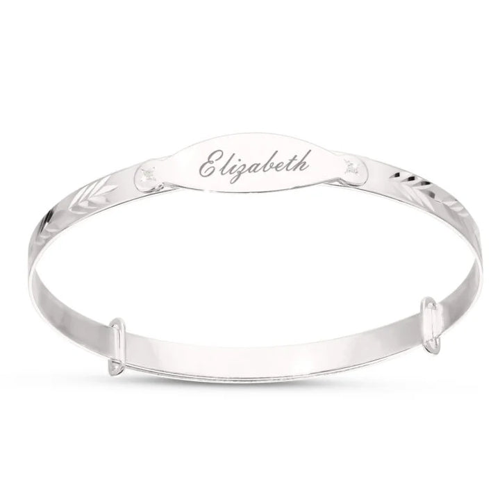 Children's Personalised Leaf Diamond Cut Bracelet for Kids (5+ Years)