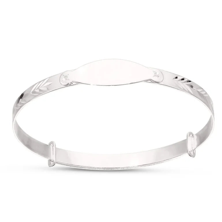 Children's Personalised Leaf Diamond Cut Bracelet for Kids (5+ Years)