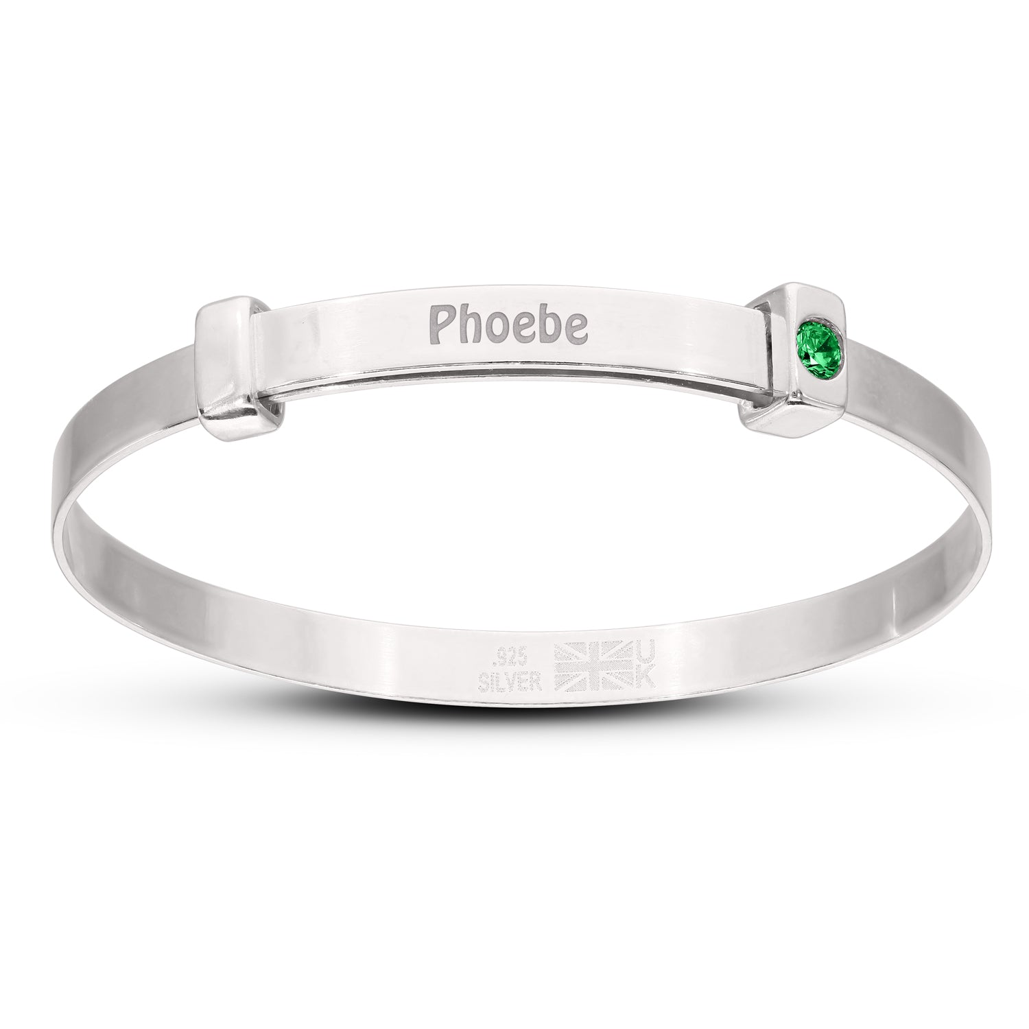 Personalised Children's 925 Silver Bangle In Different Size With Birthstone Gift | UK - Foto 9