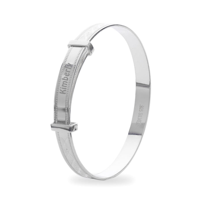 Kids' Customised Silver Diamond Cut Bangle (0–3 years)