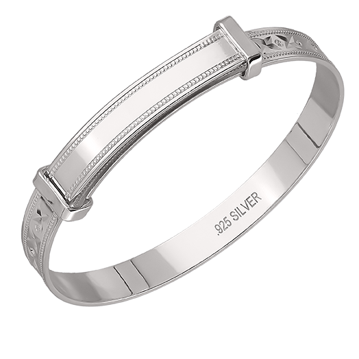 Kids' Customised Silver Diamond Cut Bangle (0–3 years)