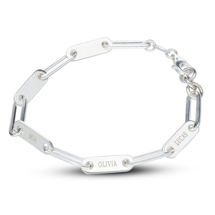925 Personalised Paper Clip Chain Bracelet Sterling Silver or Yellow Gold Plated
