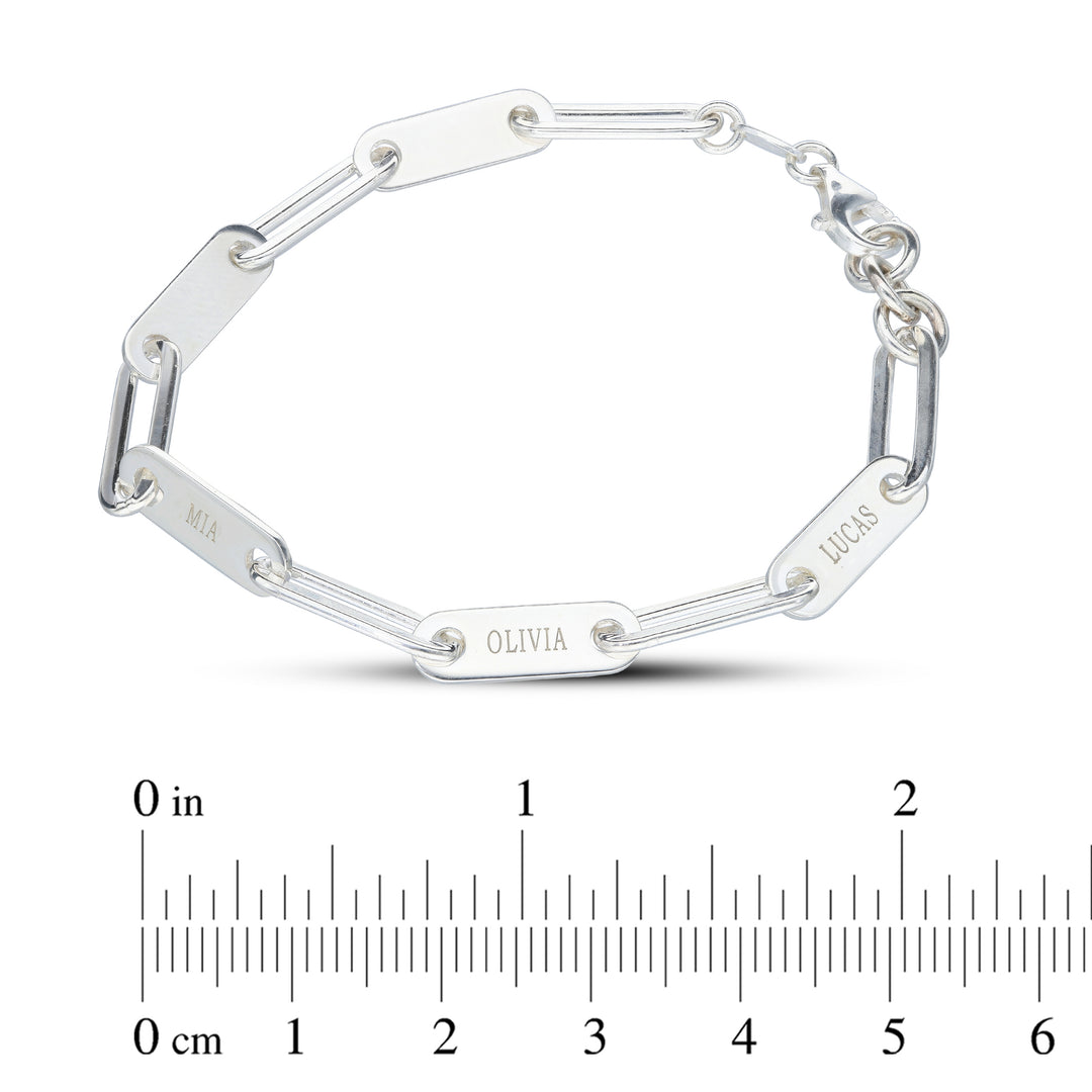 925 Personalised Paper Clip Chain Bracelet Sterling Silver or Yellow Gold Plated