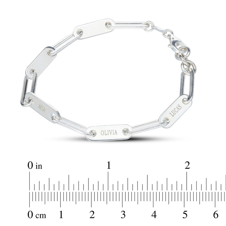 925 Personalised Paper Clip Chain Bracelet Sterling Silver or Yellow Gold Plated