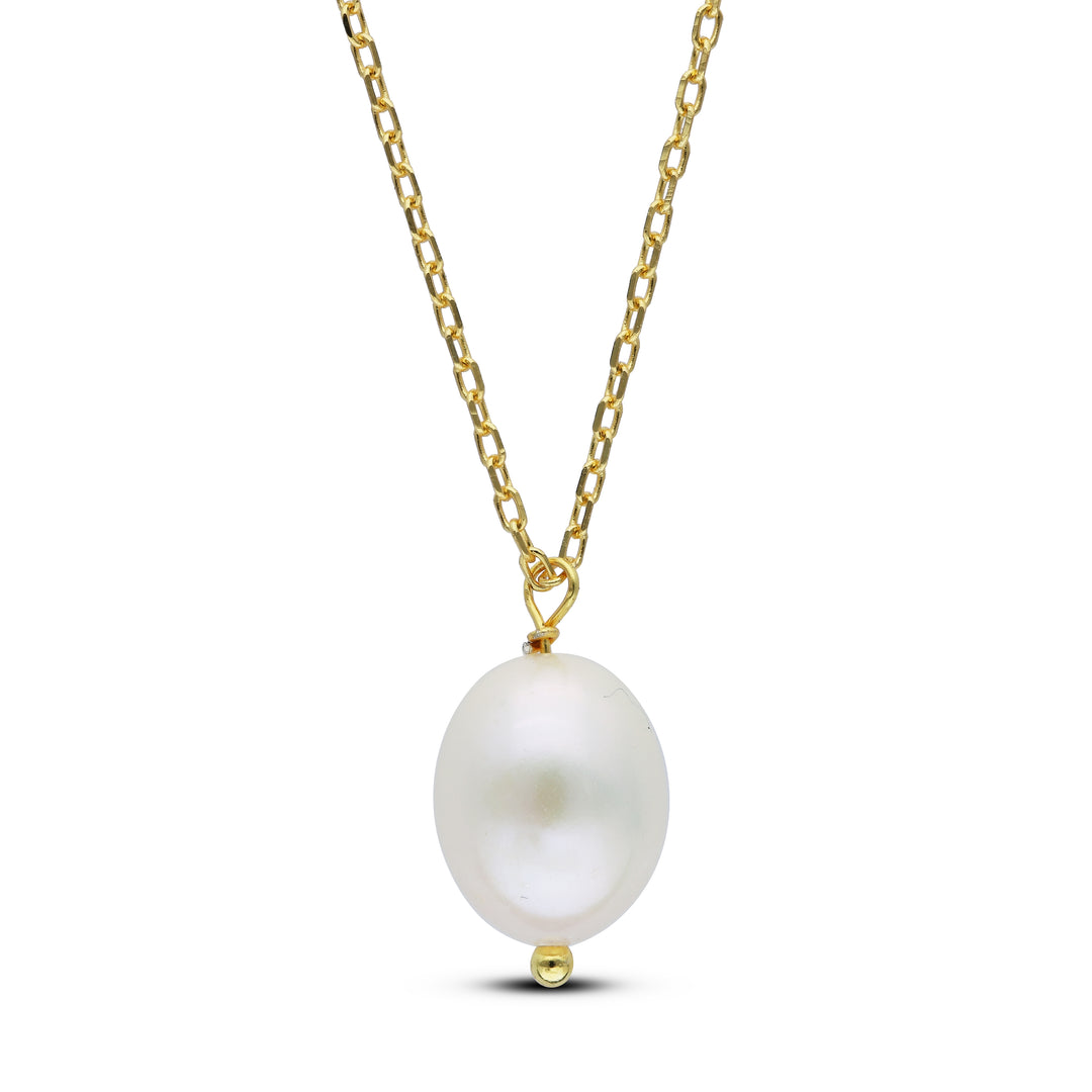 Gold Plated Freshwater Pearl Set, Necklace and drop Earrings