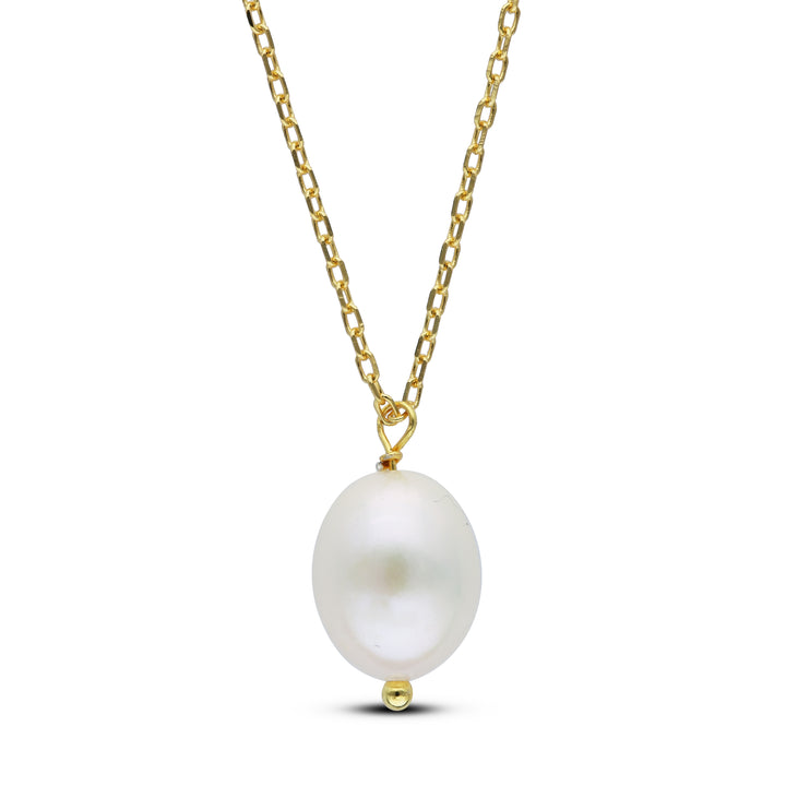 Gold Plated Freshwater Pearl Set, Necklace and drop Earrings