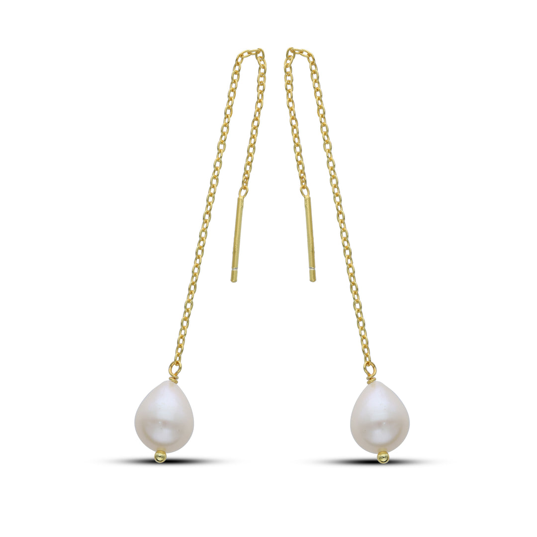 Gold Plated Freshwater Pearl Set, Necklace and drop Earrings