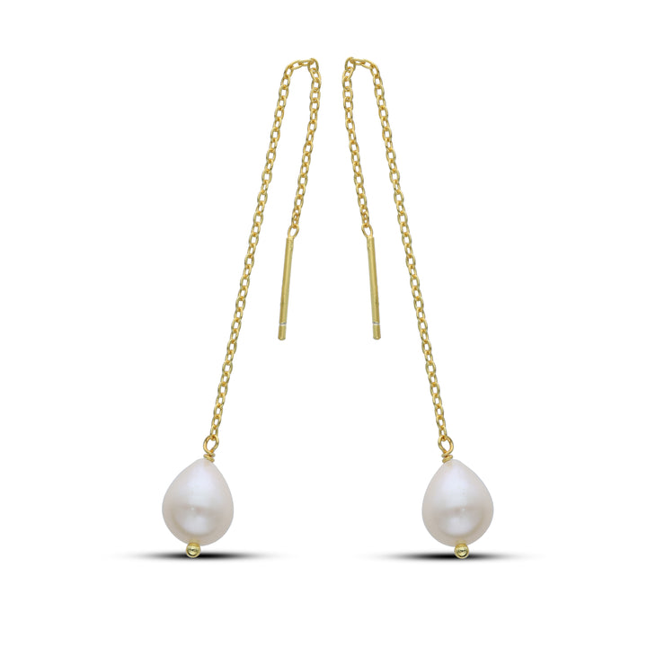 Gold Plated Freshwater Pearl Set, Necklace and drop Earrings