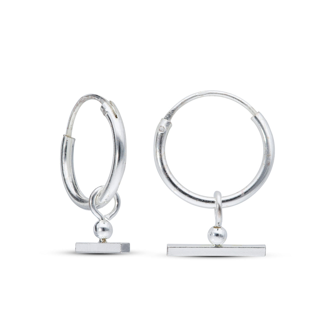 Sterling Silver Small T-Bar Hoop Earrings