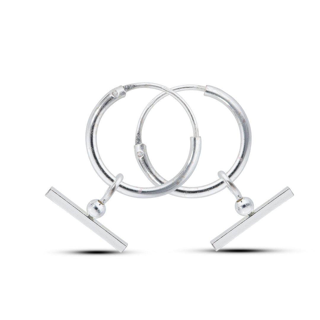 Sterling Silver Small T-Bar Hoop Earrings