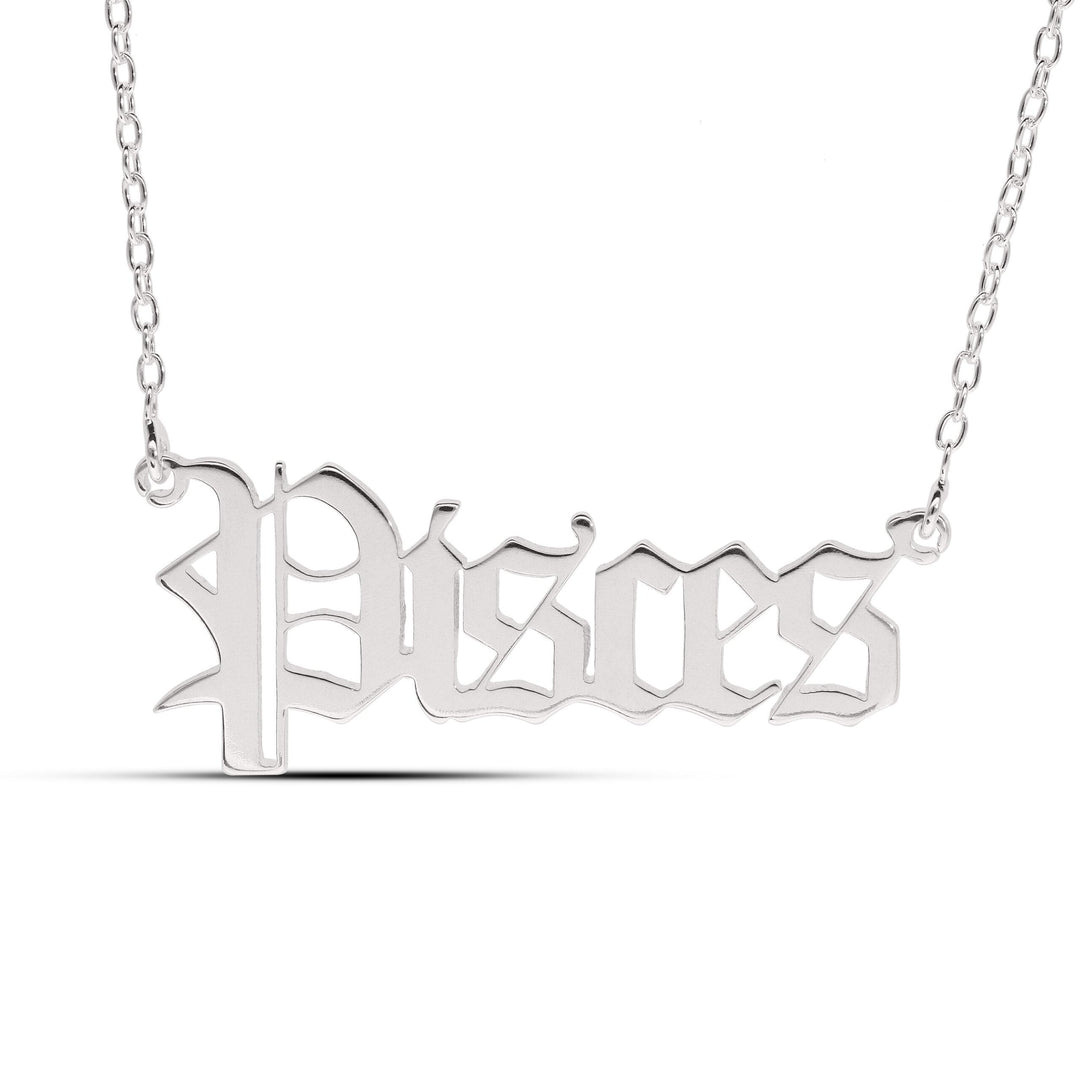 Personalised Old English Name Necklace - in Silver or 18ct Gold plated