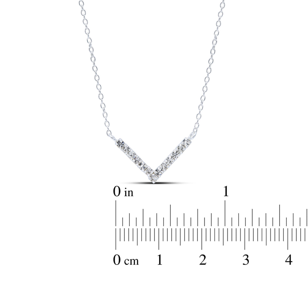 Sterling Silver Crystal V Necklace