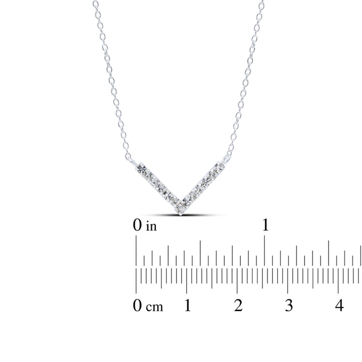 Sterling Silver Crystal V Necklace