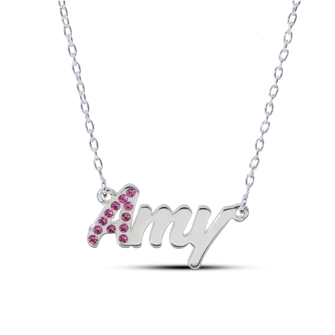 Personalised 925 Name Necklace with Crystal's Birthstones