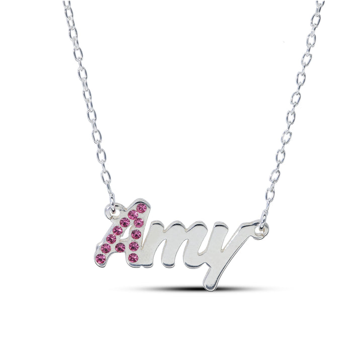 Personalised 925 Name Necklace with Crystal's Birthstones