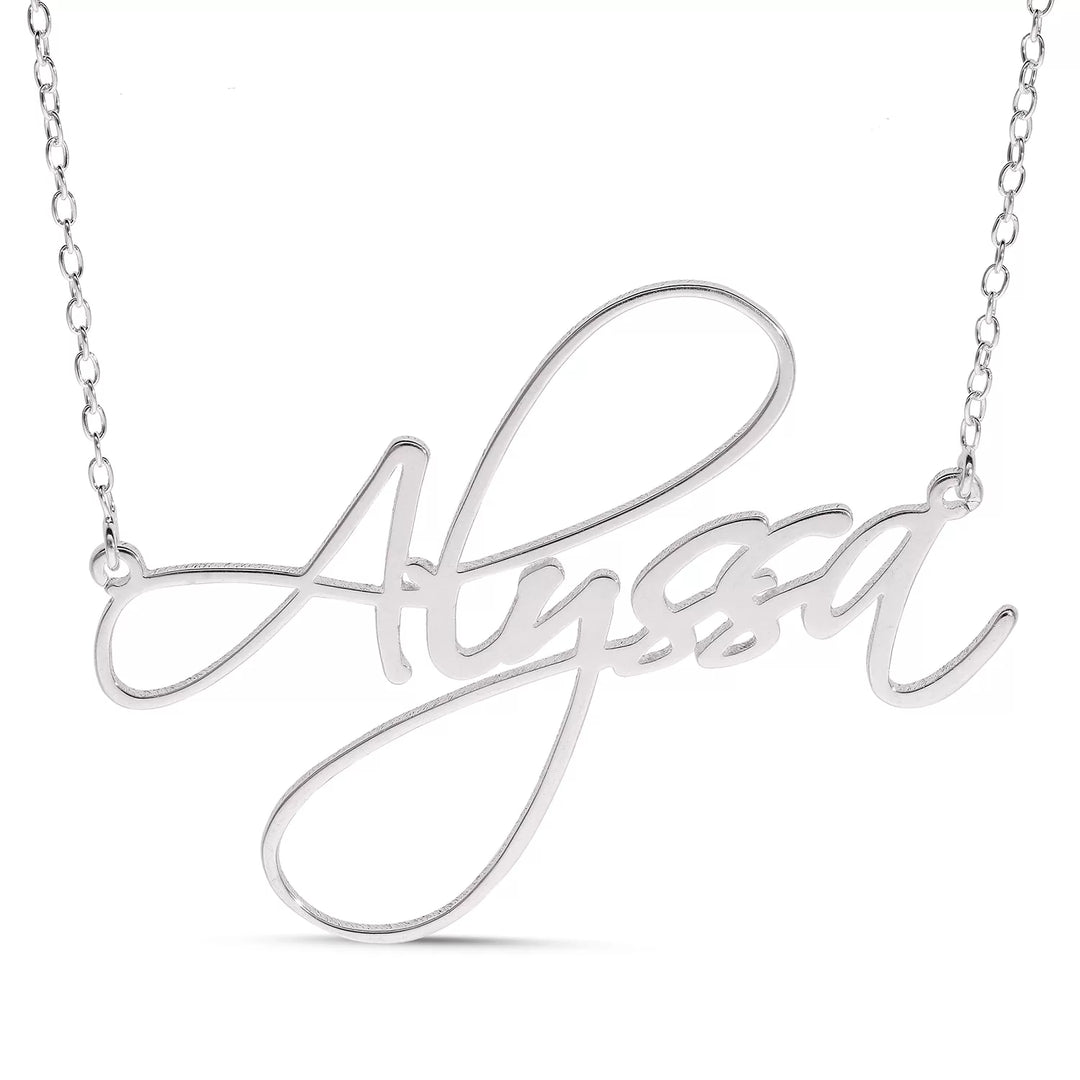 Personalised Sterling Silver Alyssa Name Necklace - in Silver or 18ct Gold plated