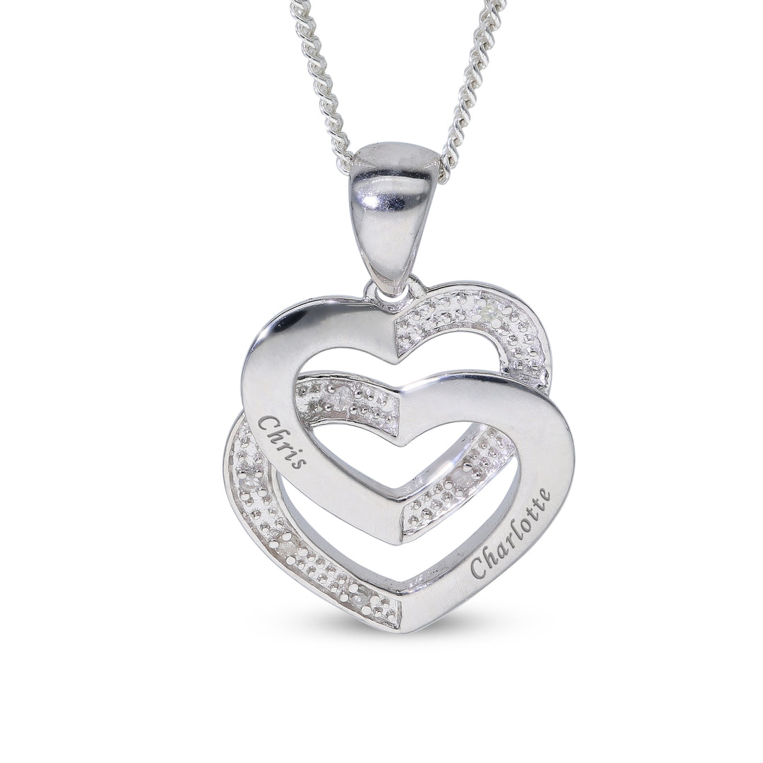 Engraved Interlocking Diamond Heart Pendant