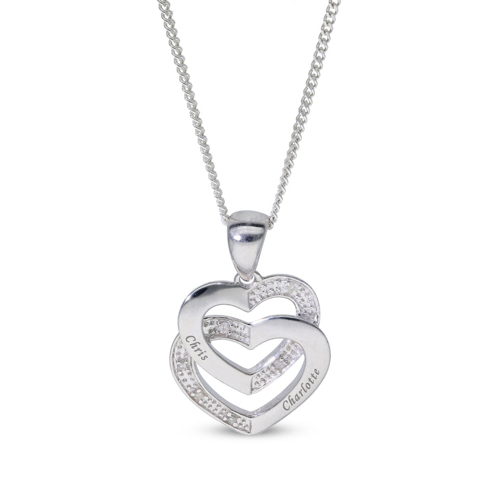 Engraved Interlocking Diamond Heart Pendant