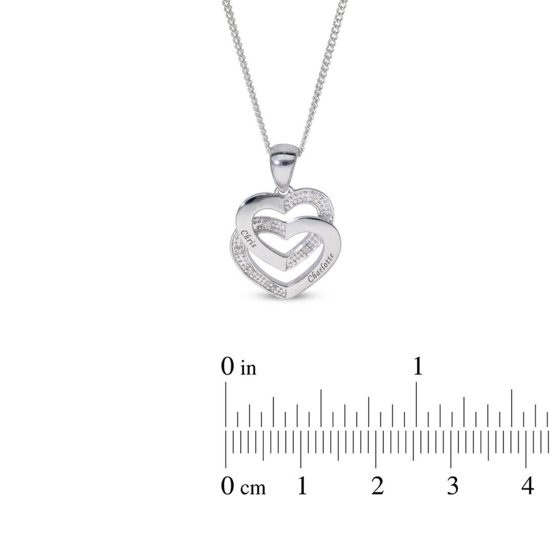 Engraved Interlocking Diamond Heart Pendant