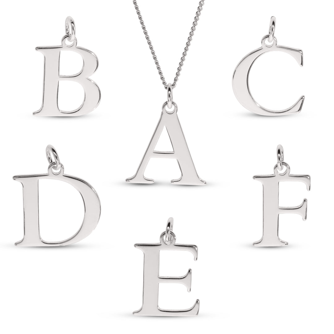 Alphabetical Initial Letter Necklace in Silver