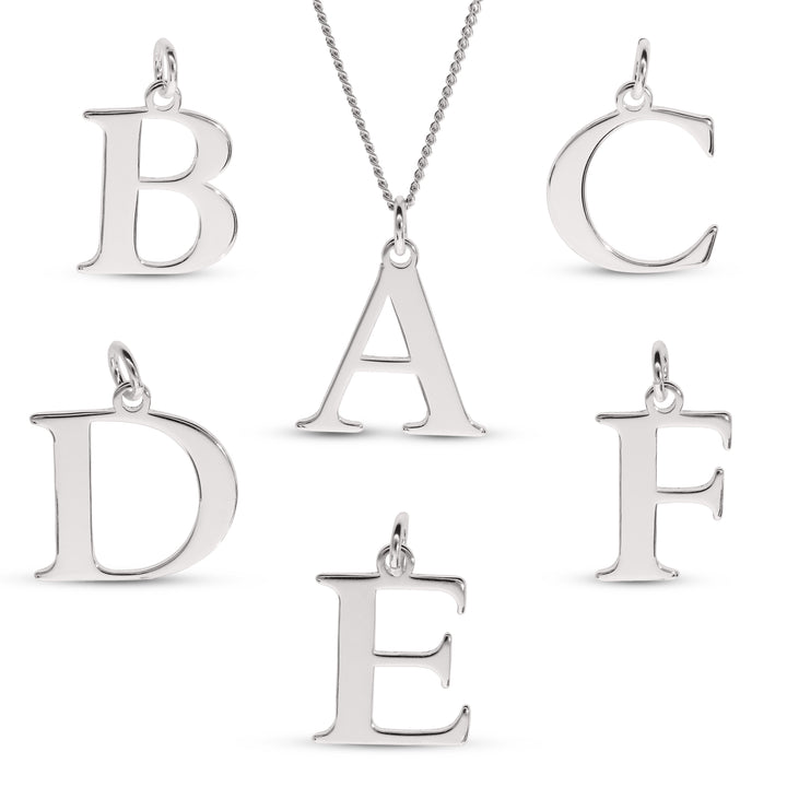 Alphabetical Initial Letter Necklace in Silver