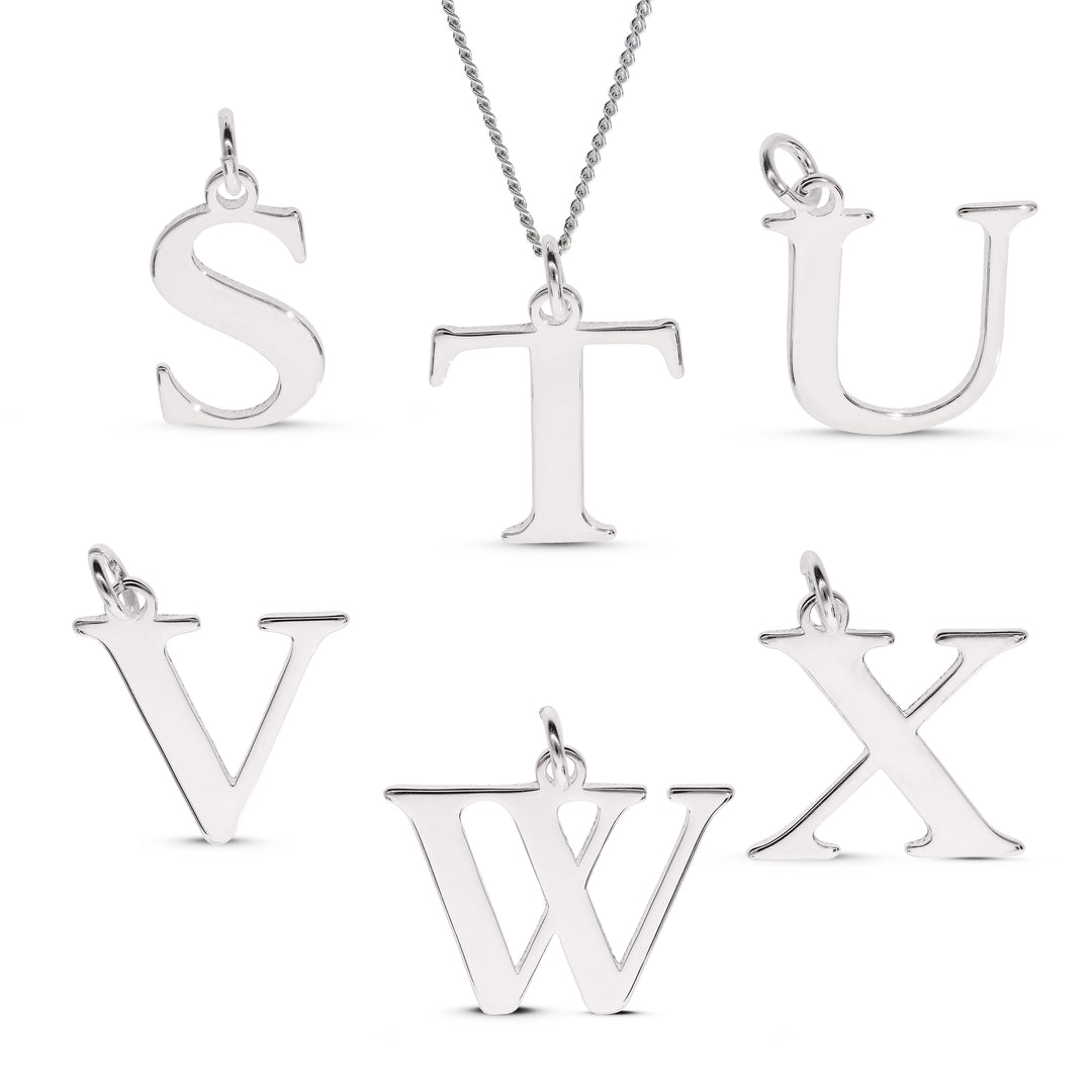 Alphabetical Initial Letter Necklace in Silver