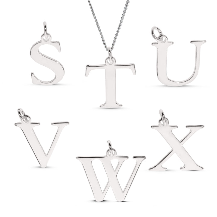 Alphabetical Initial Letter Necklace in Silver