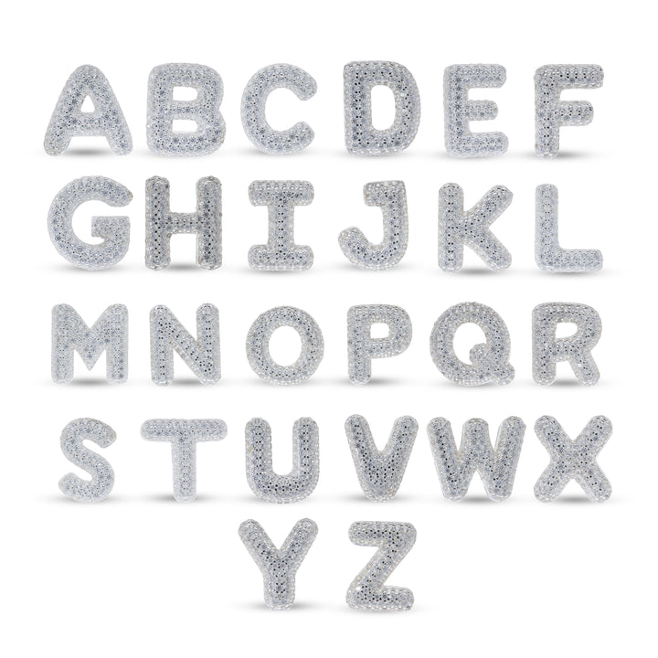 Zirconia's Bubble Initial Pendant – Balloon Effect Letter with White Zirconia – Silver Necklace
