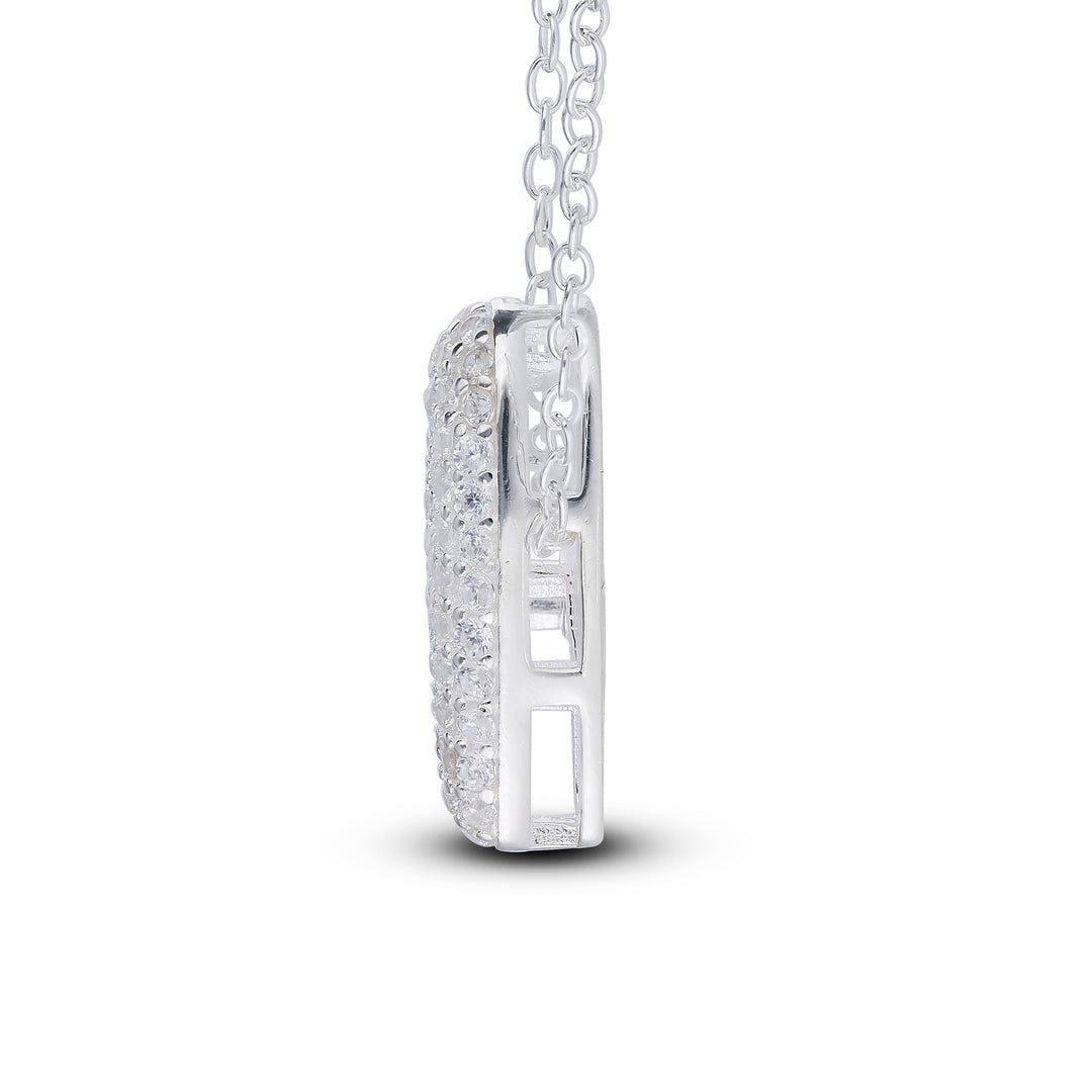 Zirconia's Bubble Initial Pendant – Balloon Effect Letter with White Zirconia – Silver Necklace