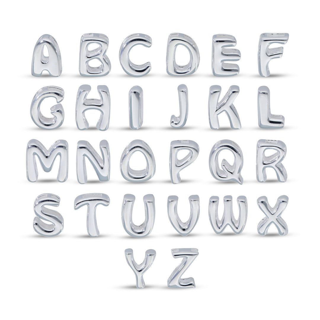 Personalised 925 Sterling Silver Balloon Effect Initial Necklace, Bubble Letter Pendant