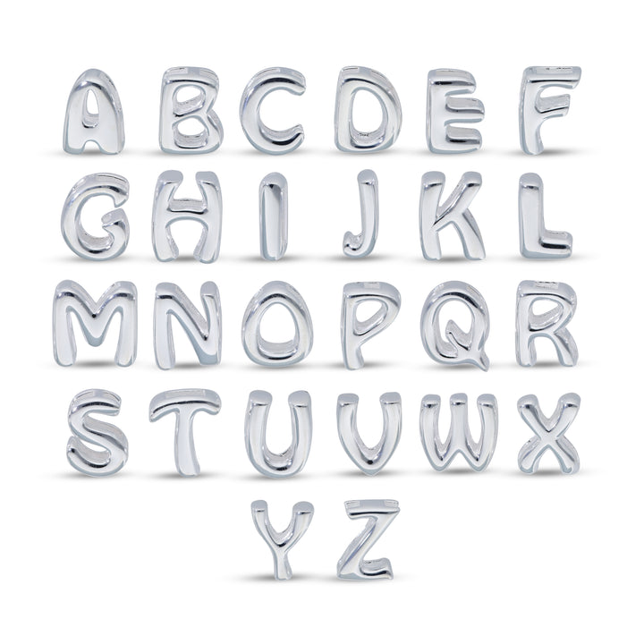 Personalised 925 Sterling Silver Balloon Effect Initial Necklace, Bubble Letter Pendant