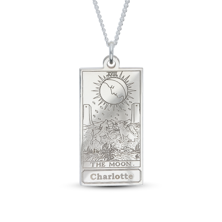 Personalised Sterling Silver The Sun Tarot Card Name Necklace