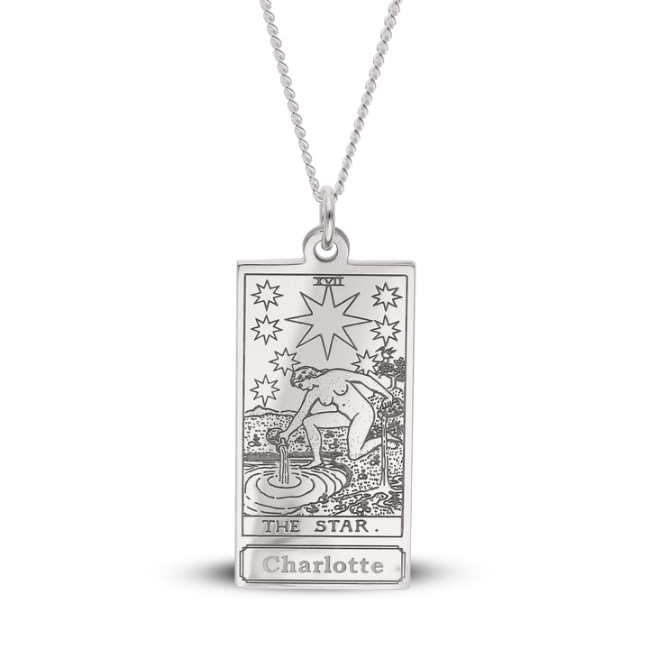 Personalised Sterling Silver The Sun Tarot Card Name Necklace