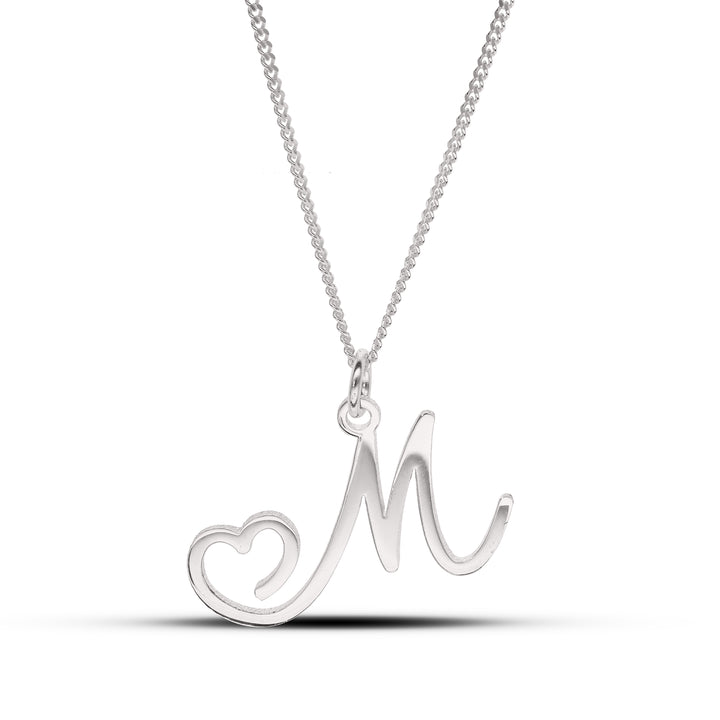 Personalised Initial Heart, Letter Pendant in Silver