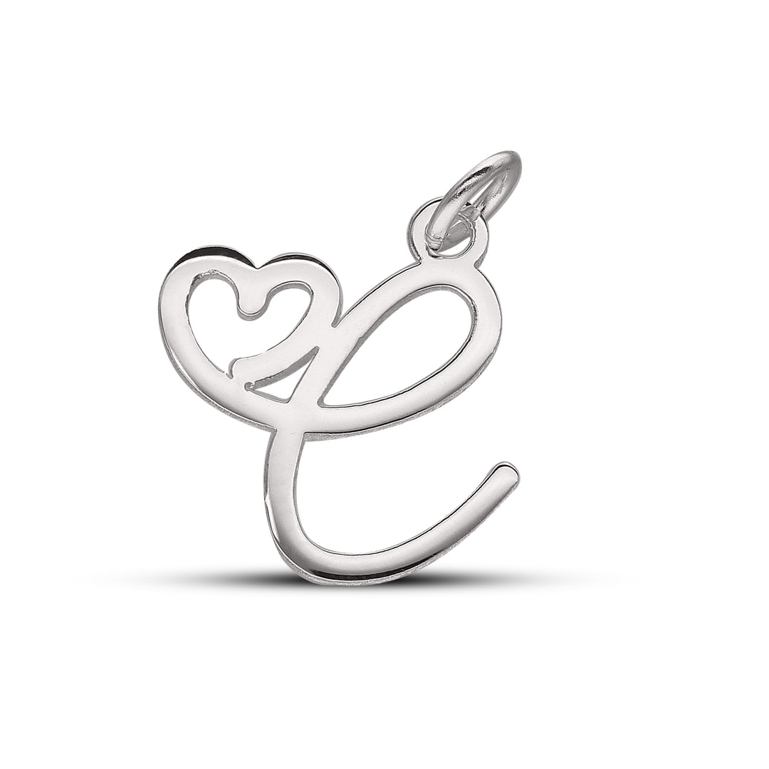 Personalised Initial Heart, Letter Pendant in Silver