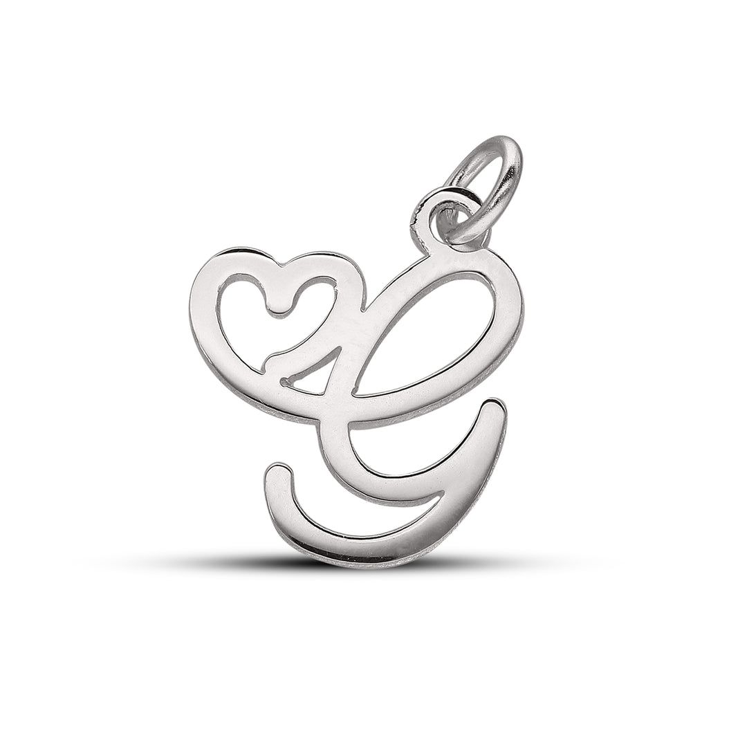 Personalised Initial Heart, Letter Pendant in Silver