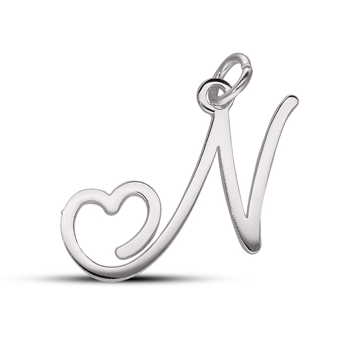 Personalised Initial Heart, Letter Pendant in Silver