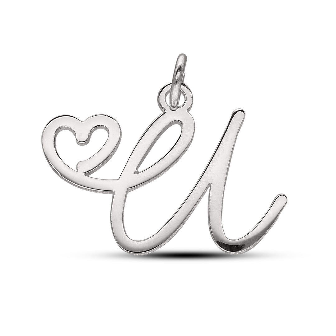 Personalised Initial Heart, Letter Pendant in Silver