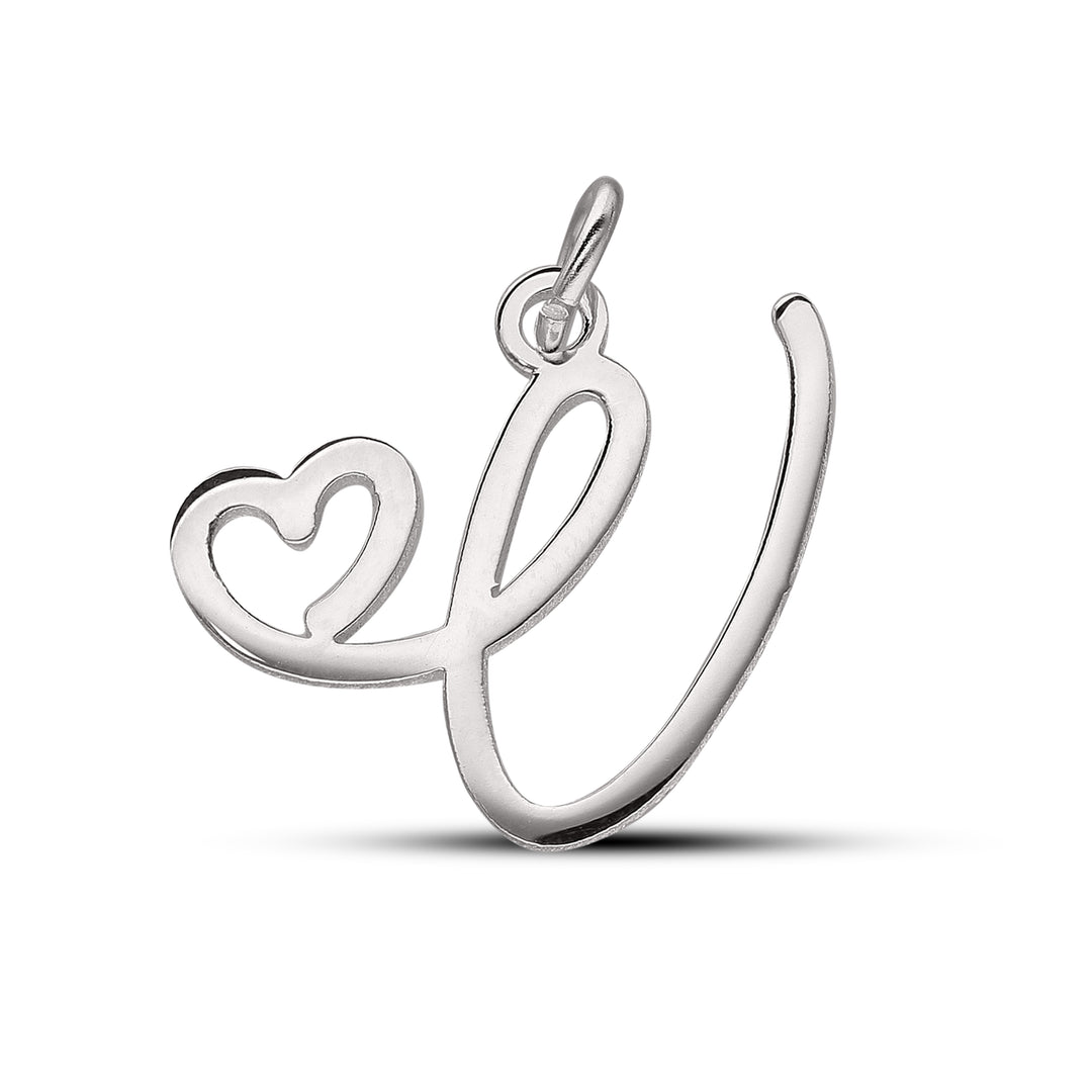 Personalised Initial Heart, Letter Pendant in Silver