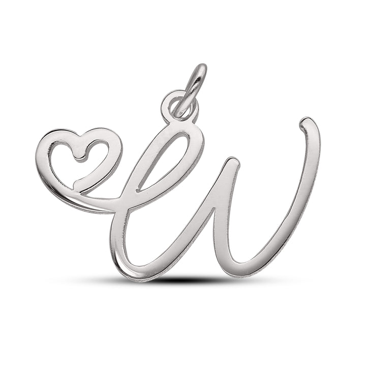 Personalised Initial Heart, Letter Pendant in Silver