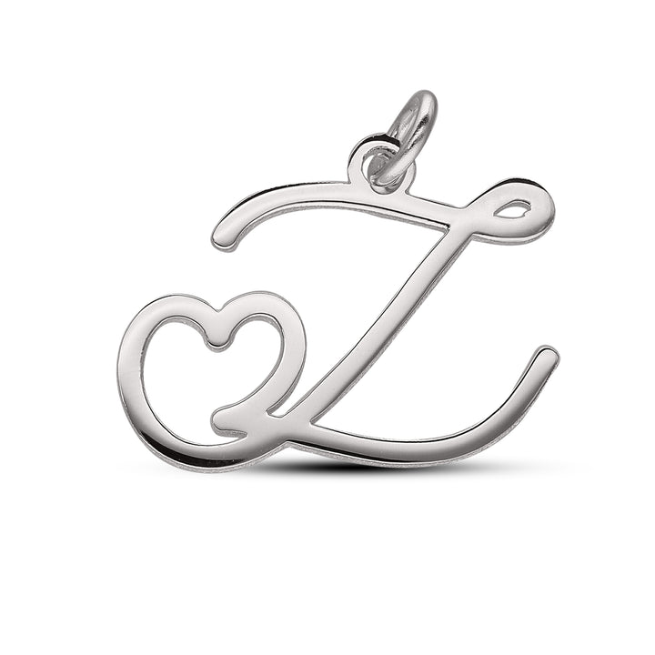 Personalised Initial Heart, Letter Pendant in Silver