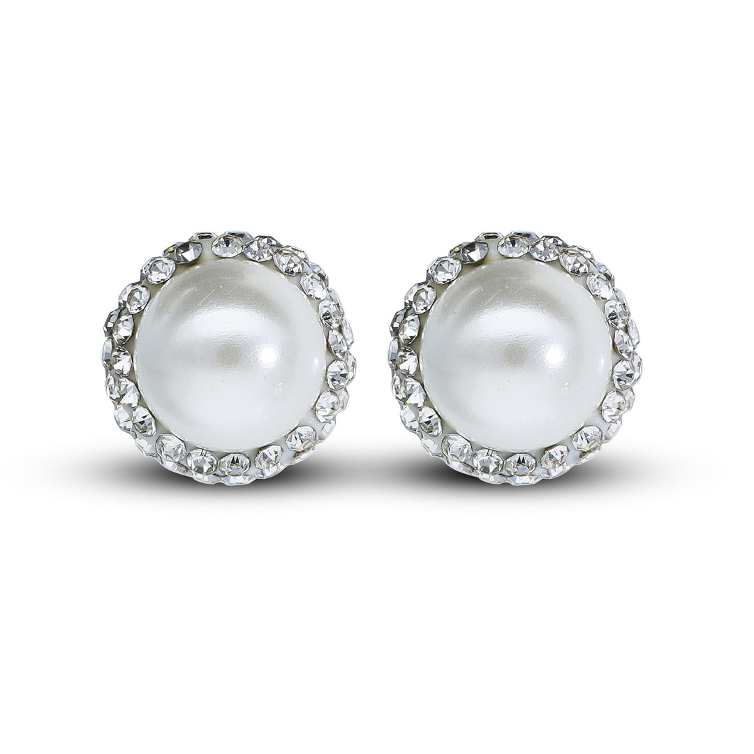 Elegant Pearl & Crystal Jewellery Set – Necklace with Pendant & Matching Stud Earrings